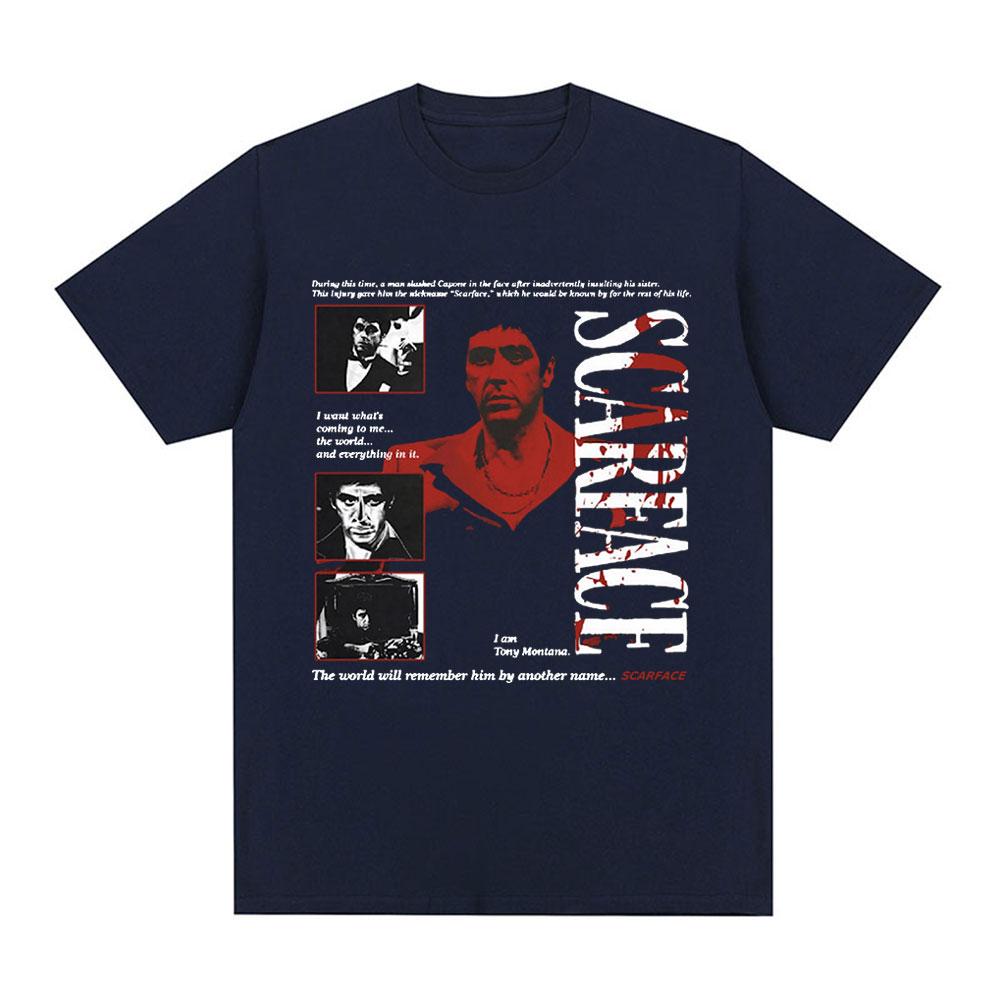 Classic Gangsters Movie Scarface summer cotton T-shirt Tony Montana Al Pacino T-shirts Men Vintage
