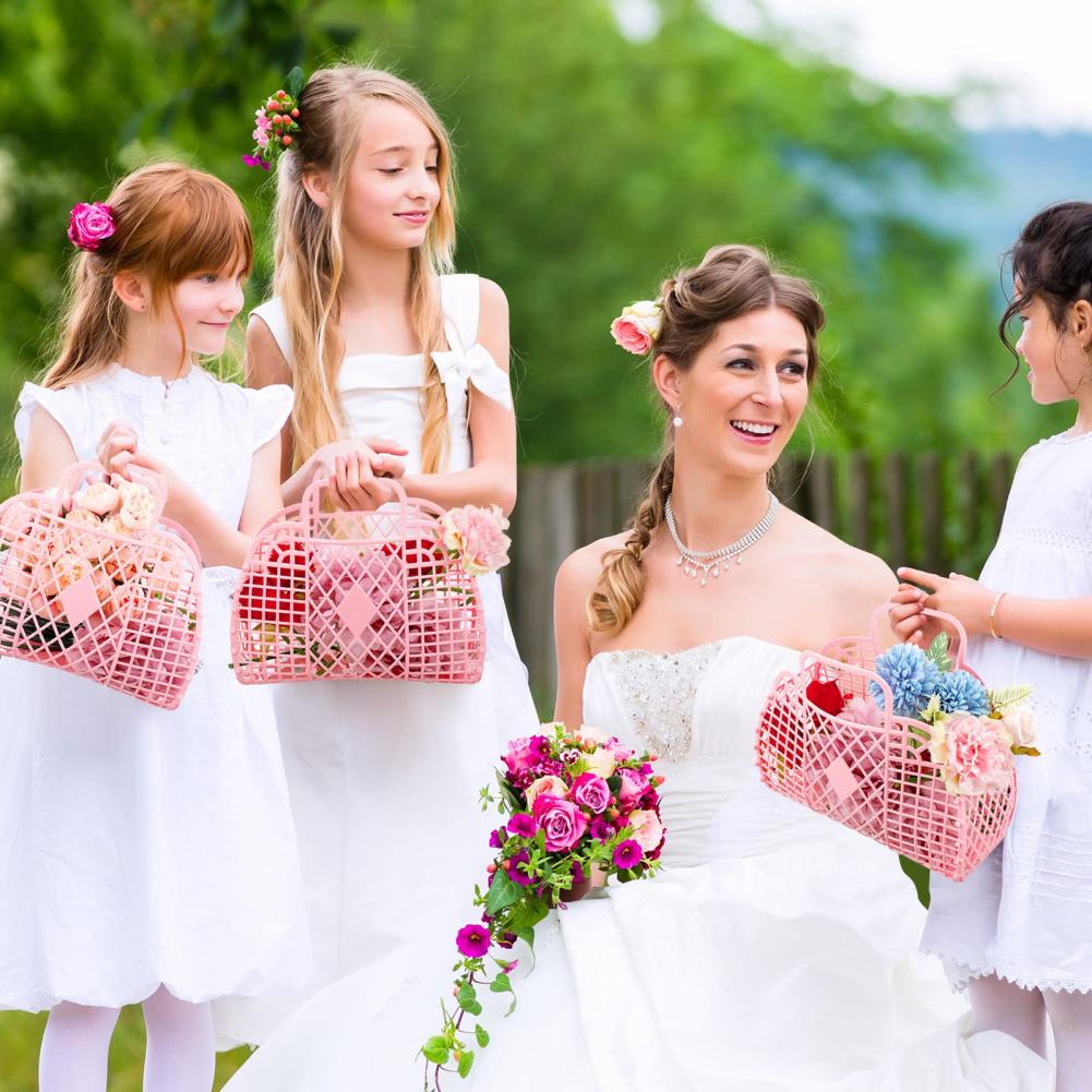 2Pcs Summer Jelly Bag Storage Basket Beach Basket Sundries Vegetable Basket Hollow Jelly Bag Girl Handbag Jelly Beach Tote Bags