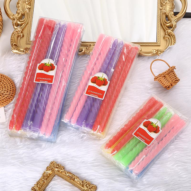 12 Candy-Colored Spiral Candles: Twisted, Smokeless, Long-Stem for European Candlesticks - Perfect for Weddings and Birthdays