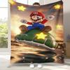 Retro M-Mario Bros Game Cartoon Flannel Blanket,Ultra Soft Warm Plush Throw for Home Bedroom Bed Sofa Cover Camping Picnic gift