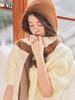 Autumn and winter new hats, scarves, integrated warmth, ear protection, scarves, cycling windproof hats, women's knitted hooded color matching