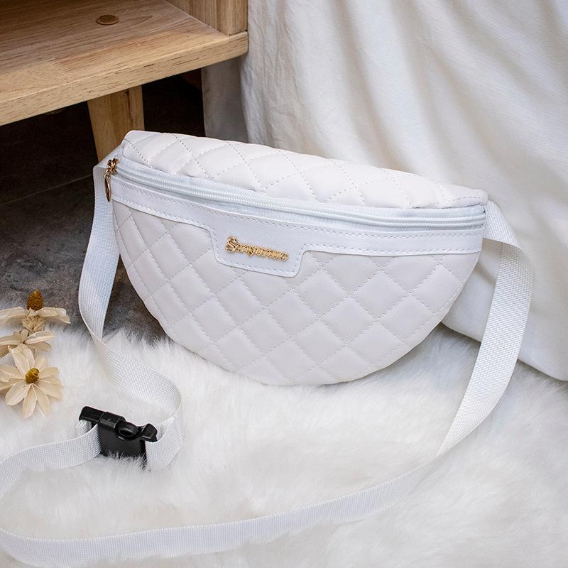 Trendy high-end versatile diamond embroidered fanny pack, casual texture, large-capacity messenger breast bag, crescent bag.