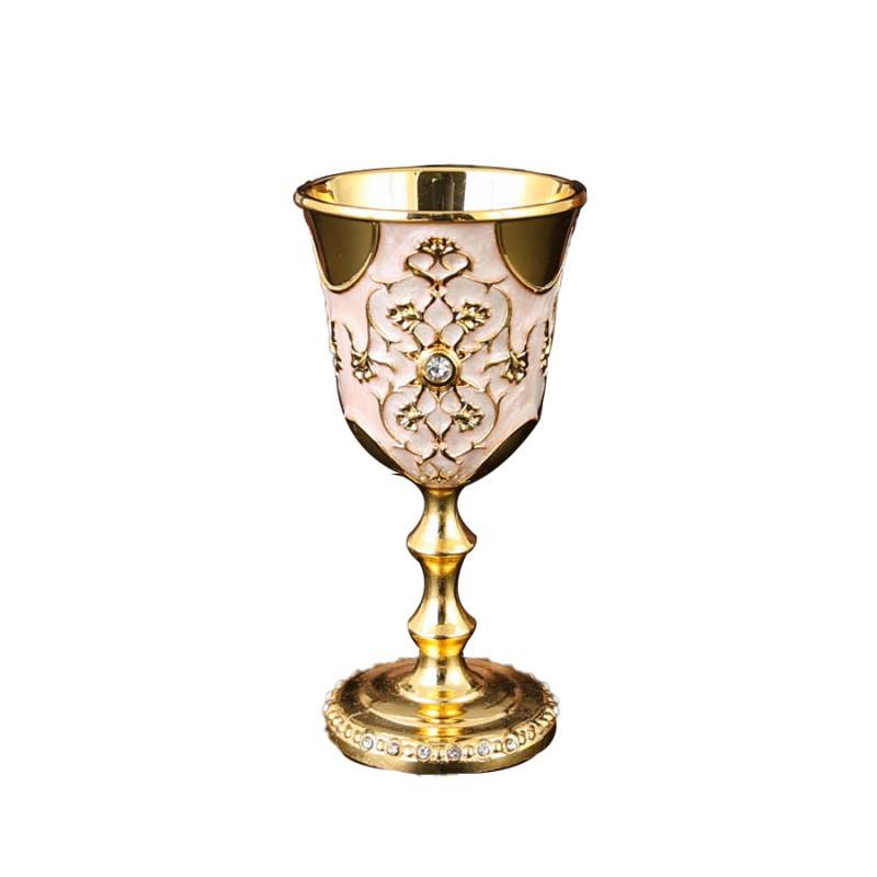 Elegant Rhinestone-Studded Stemmed Shot Glass Turkish Style Barware Decorative Display Cup Spirits