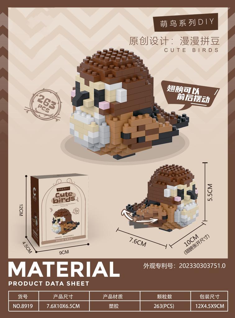 Animals Parrot Micro Diamond Small Particles Assembled Building Blocks Adults Cat Mirco Bricks Constructor Set Model Girls Toys