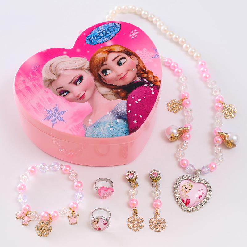 Frozen Elsa Jewelry Set: Princess Necklace, Bracelet, Earrings & Ring for Kids