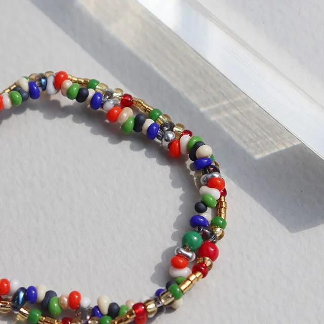 Double ethnic color beads Bracelet