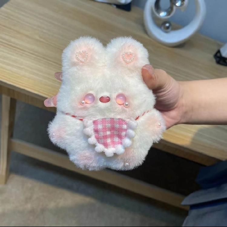 Handmade Rabbit Keychain Plush Squeaking Function Keys Chain for Bag Schoolbag