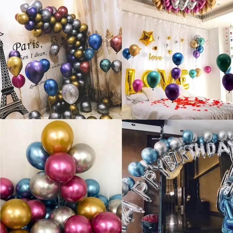 10 Inch Metallic Pink Balloons Metal Blue Silver Gold Balloon Wedding Anniversary Birthday Party Baby Shower Decoration