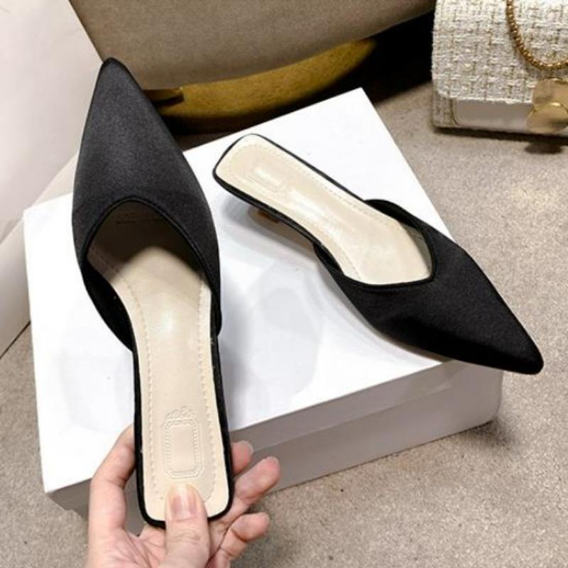 Nové dámské pantofle na vysokém podpatku, letní dámské nazouvací boty, špičatá špička, nízký podpatek, sandály, venkovní, ležérní, pantofle