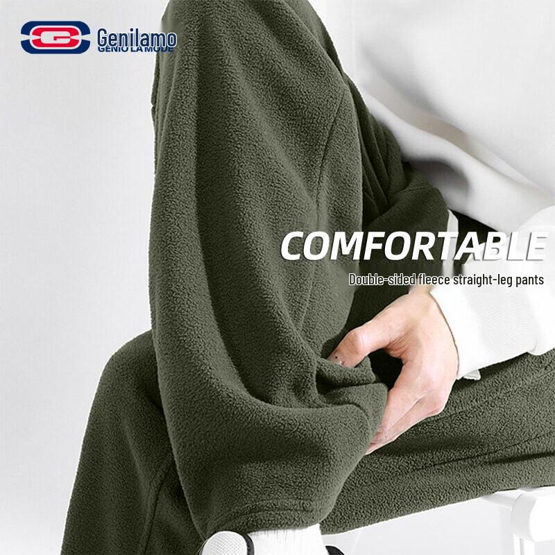 

GENIOLAMODE Men s Double-Sided Fleece Lined Straight-Leg Casual Pants M