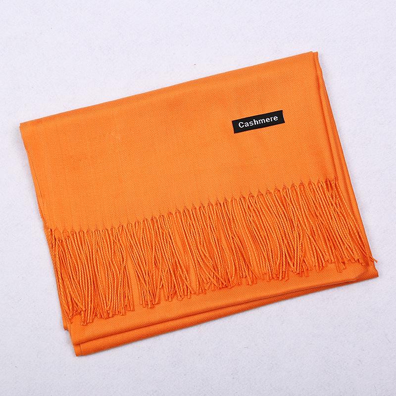 Solid Color Cashmere Scarf Women'S Autumn And Winter Explosion 220G Classic Light Board Monochrome Tassel Versatile Warm Shawl Gift
