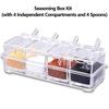 Chilled Condiment Server Reusable Clear Garnish Tray with 5 Removable Compartment Food Grade Safety Chilled Serving Container
