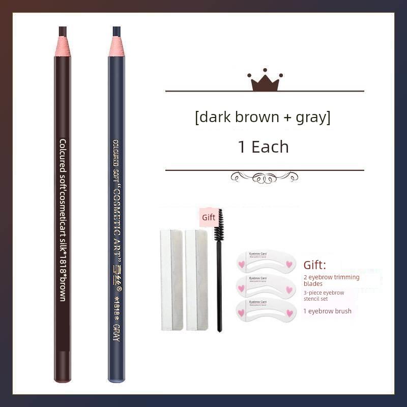 1818 Hengsi Threaded Eyebrow Pencil Waterproof Long-Lasting Non-Fading Henry Eyeliner Pen Two-In-One for Tattoo Artists