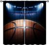Rustic Basketball Curtain Vintage Texture Traditional Sport Print Window Curtains Kids Boys Teens With Rod Pocket Polyester
