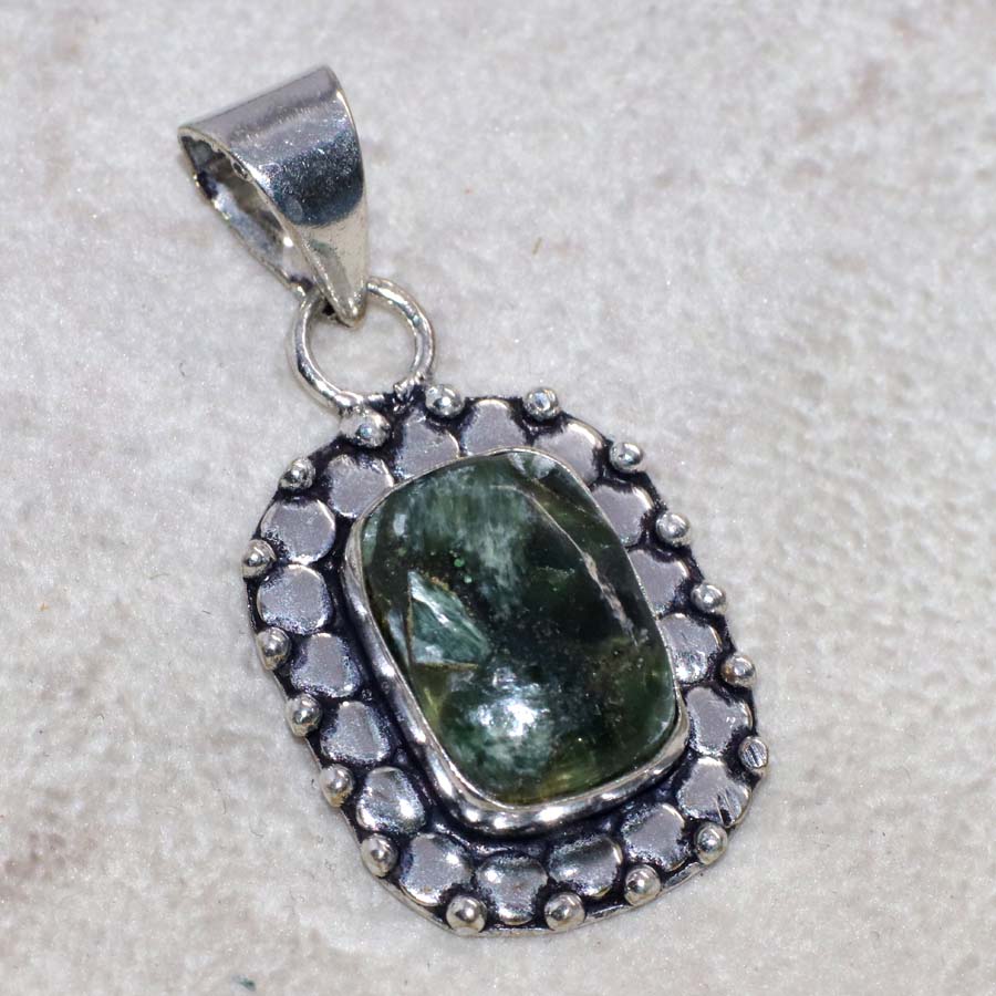 Copper Seraphinite 925 Silver Plated Pendant 1.4" Party Wear Design Trendy V7y95