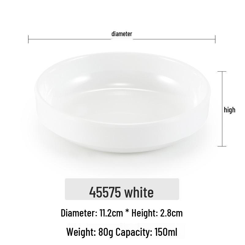 Small Melamine Bowl - Imitation Porcelain, Round Plastic Plate for Dipping Sauce or Snacks, Ideal for Commercial Use