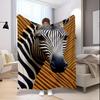 Zebra Pattern Blanket Microfiber Flannel Cover Blanket Bedroom Living Room Sofa Soft And Comfortable Home Decoration