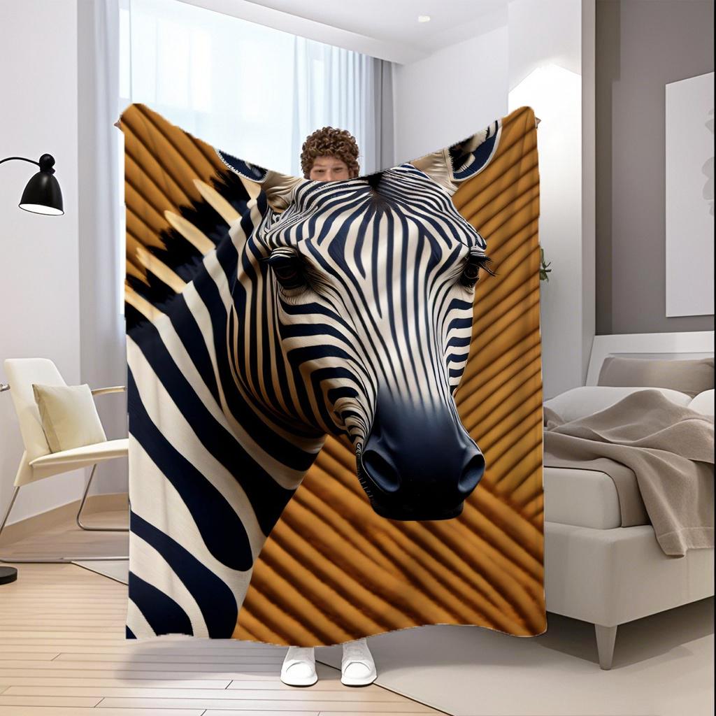Zebra Pattern Blanket Microfiber Flannel Cover Blanket Bedroom Living Room Sofa Soft And Comfortable Home Decoration