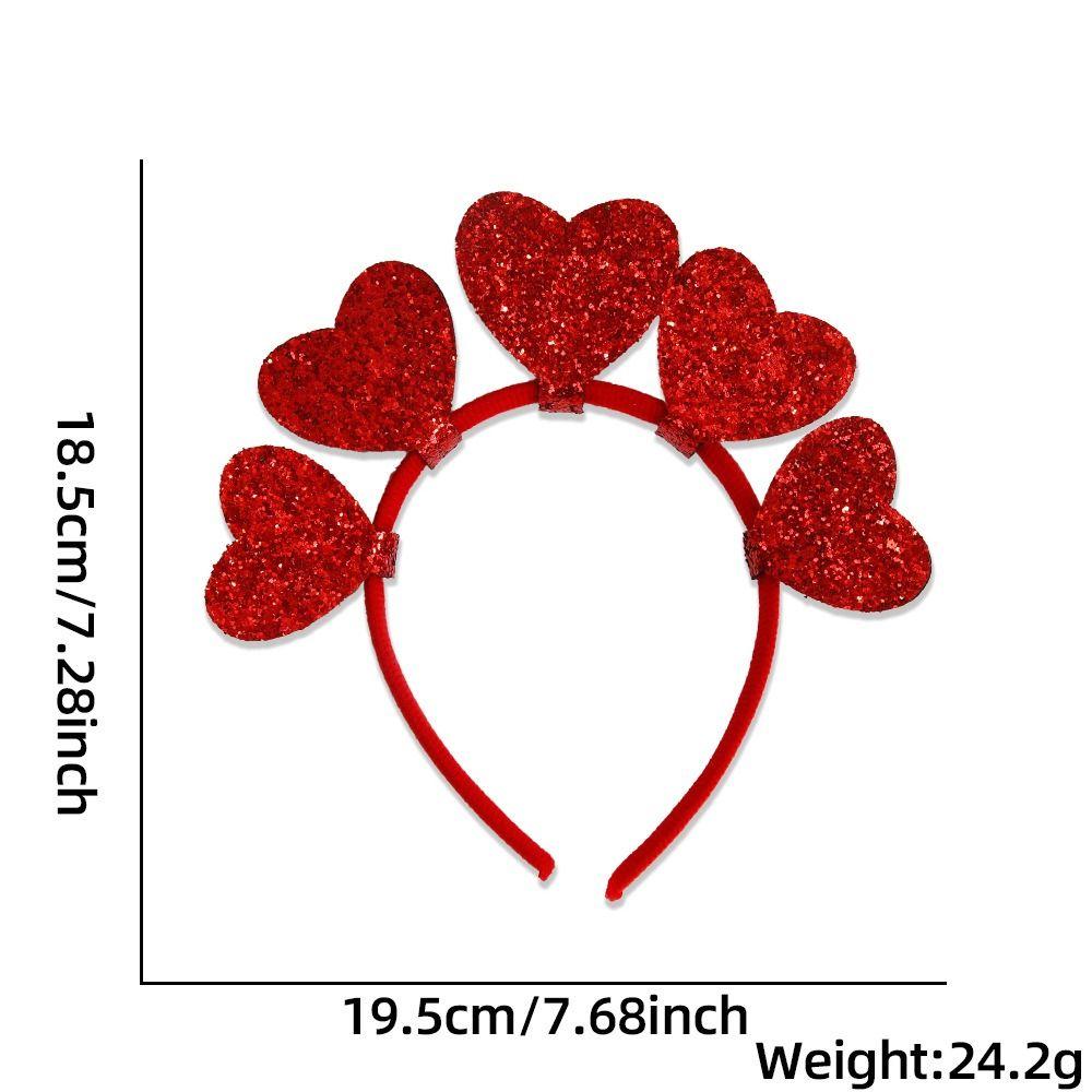 

Glitter Red Heart Shape Headwear Hair Hoop Valentines Day Headdress Party