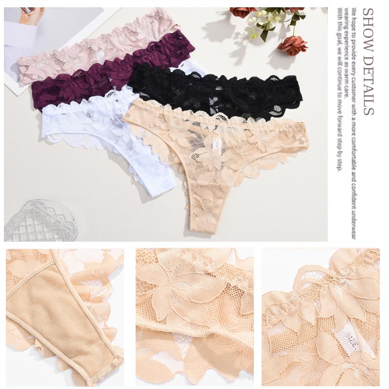 FINETOO 3Pcs/Set Women's Lace Briefs Women Seamless Panties Solid Color Breathable Underwear Female Low Waist Soft Lingerie S-XXL