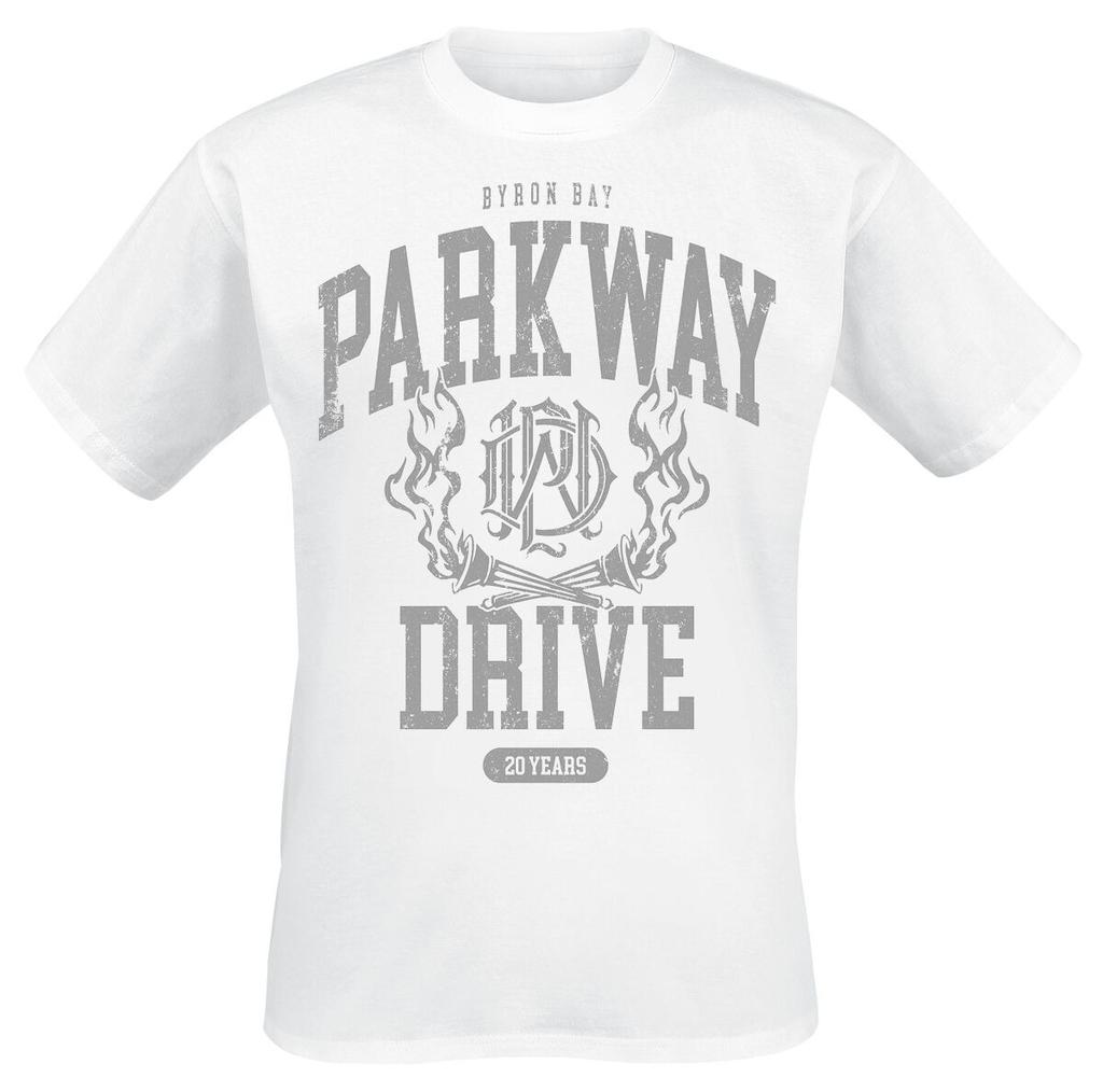 Parkway Drive Vintage College Style Graphic Cotton TShirt Unisex Hardcore Punk Style BlackWhite Short Sleeve Top