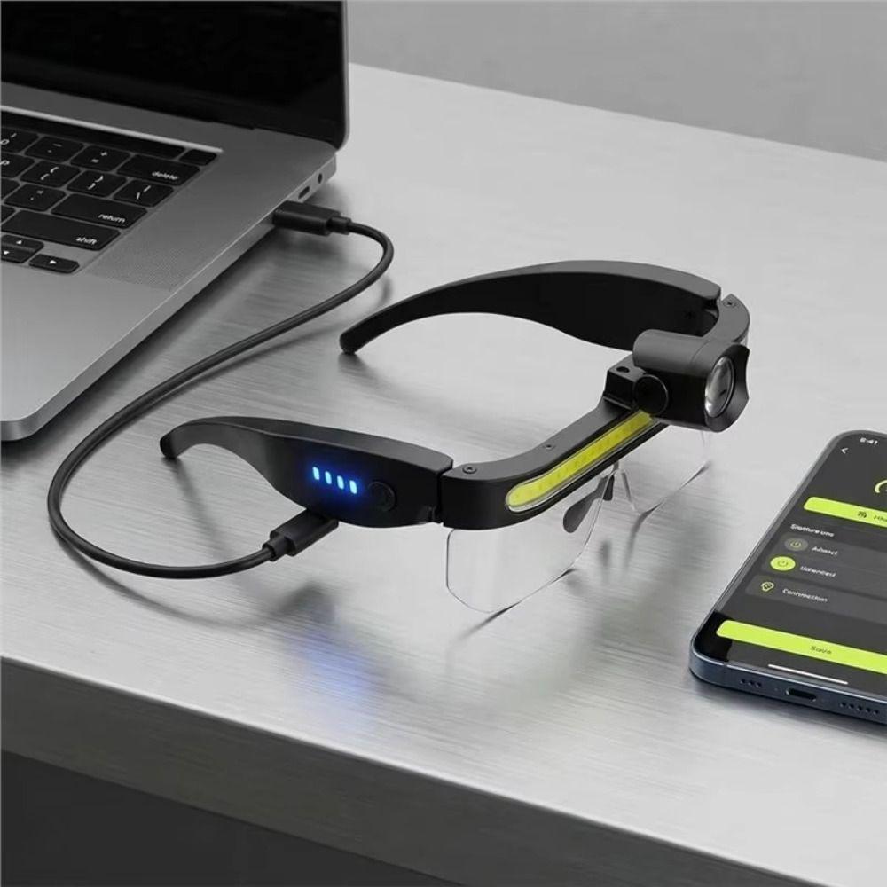 Lightweight Intelligent Sensing Headlight Comfortable Waterproof LED Headlight Glasses Hands-Free Adjustable