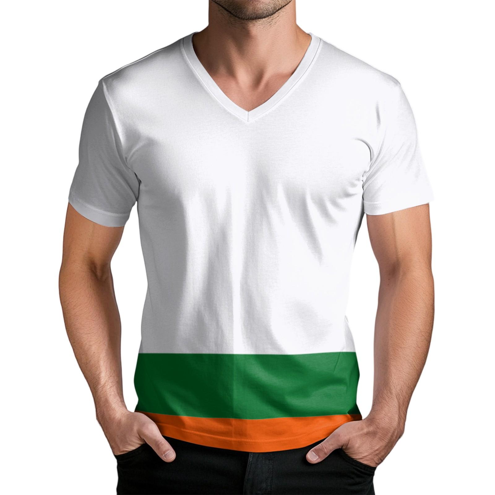 Мужская модная футболка с коротким рукавом и V-образным вырезом XL 1253₽