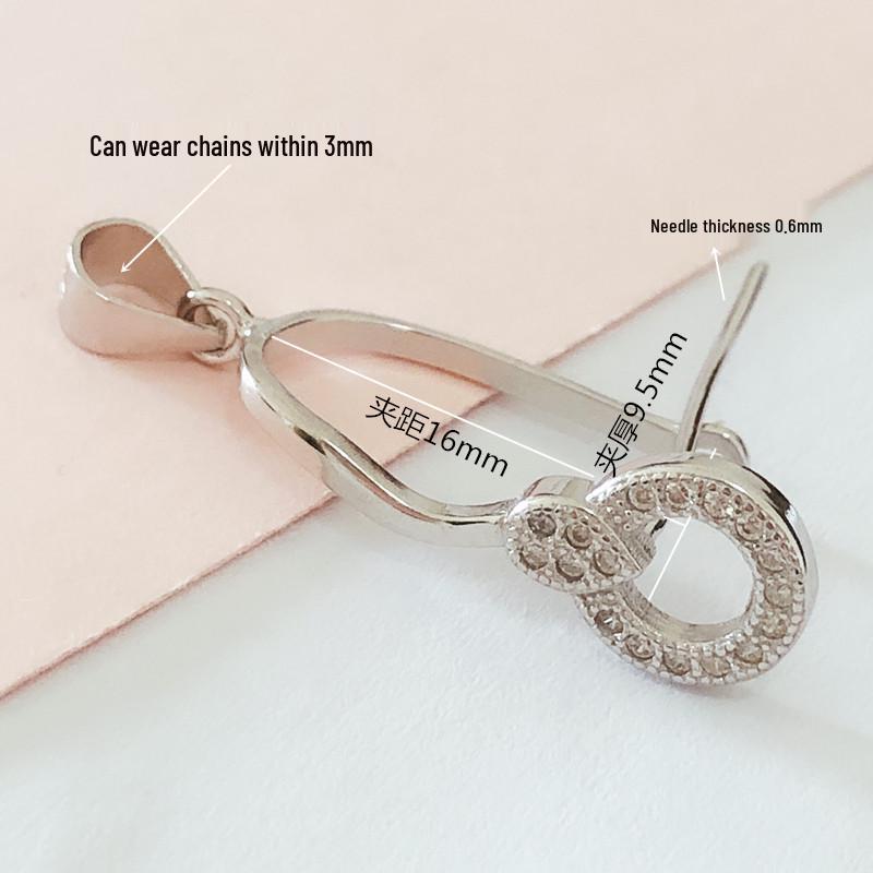 S925 Silver Large Peace Buckle Pendant with Amber, Jade, and Crystal
