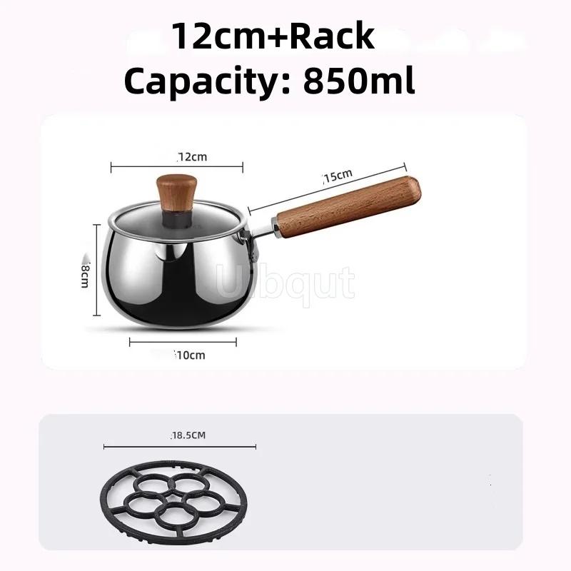 316 Stainless Steel Milk Saucepan with Lid Round Pasta Pot Cookware Stockpot Stovepot for Hotel Camping Restaurant 12 14cm