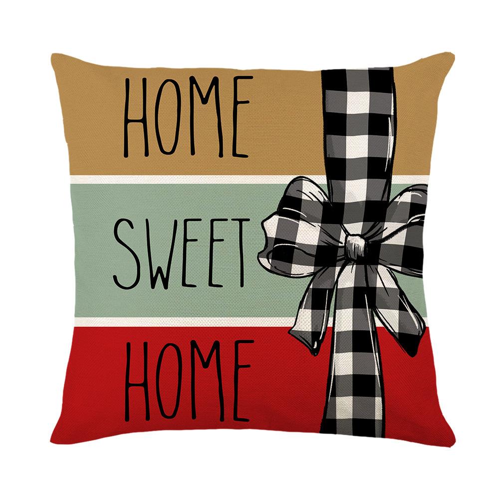 Christmas Snowman English Pattern Throw Pillow Cover With Short Plush Print For Living Room Sofa Decoration Cushion Cover