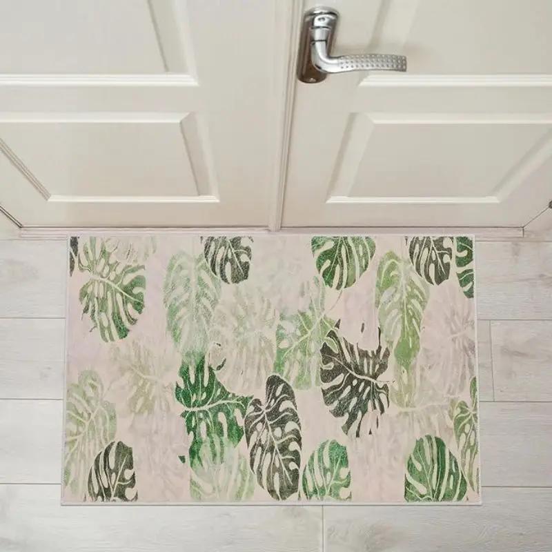 Leaves Printed Door Mat Ethnic Style Non-slip Kitchen Rug Laundry Room Entrance Floor Carpet Home Outdoor Decor Entryway Doormat