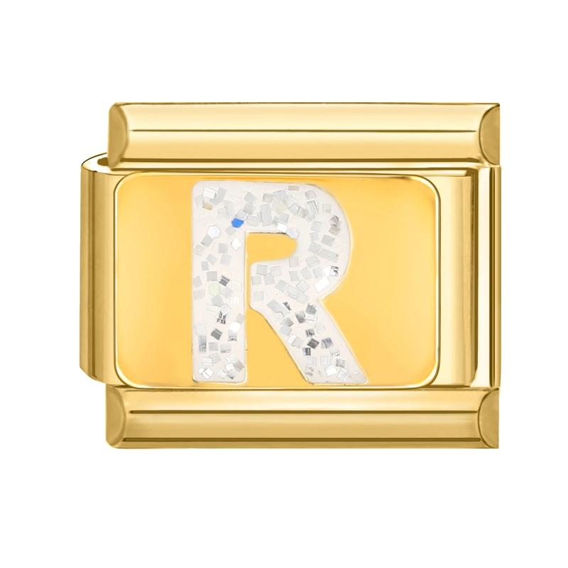 Fashion Golden 26 Letters A-Z Italian Links Charm Beads 9mm Stainless Steel Bracelet Jewelry DIY Hand Making