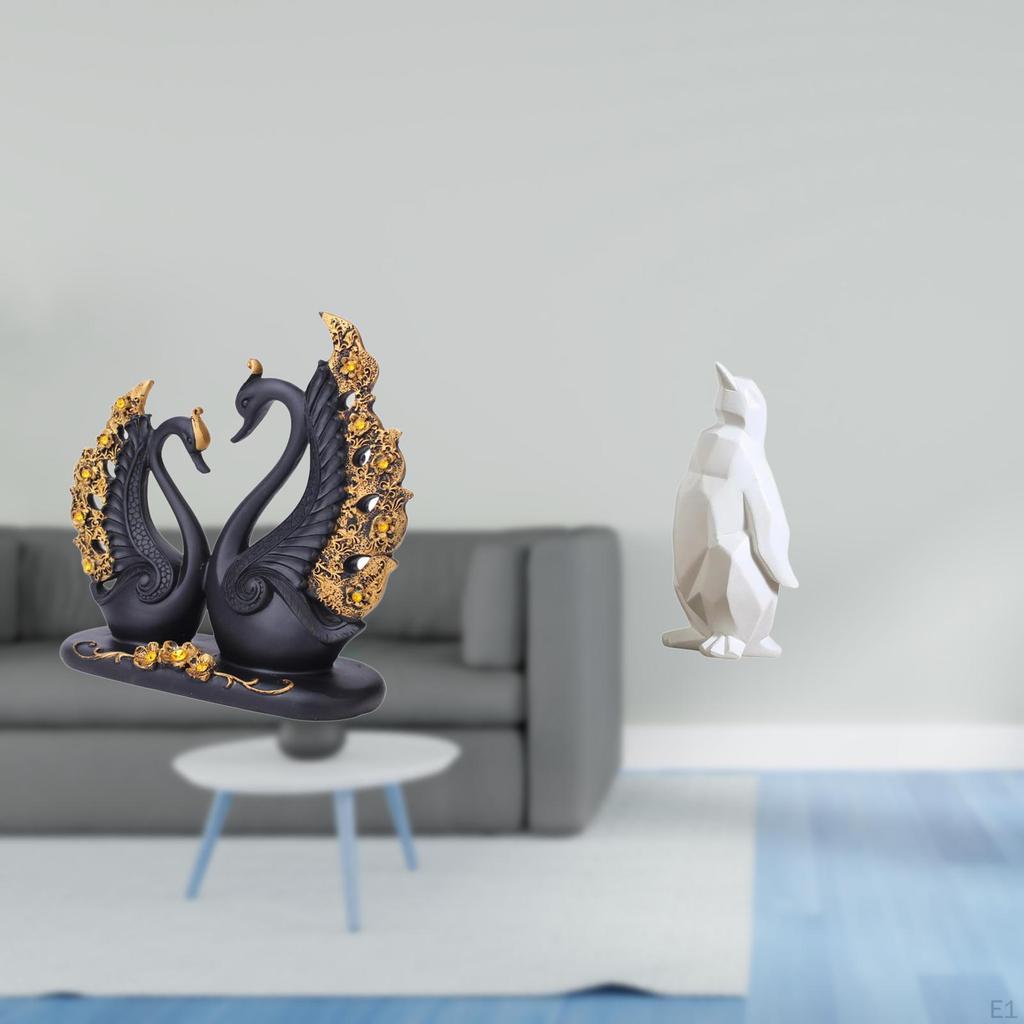 European Resin Animal Statue Swan Penguin Figurine Collectable Craft Decorative Ornament for
