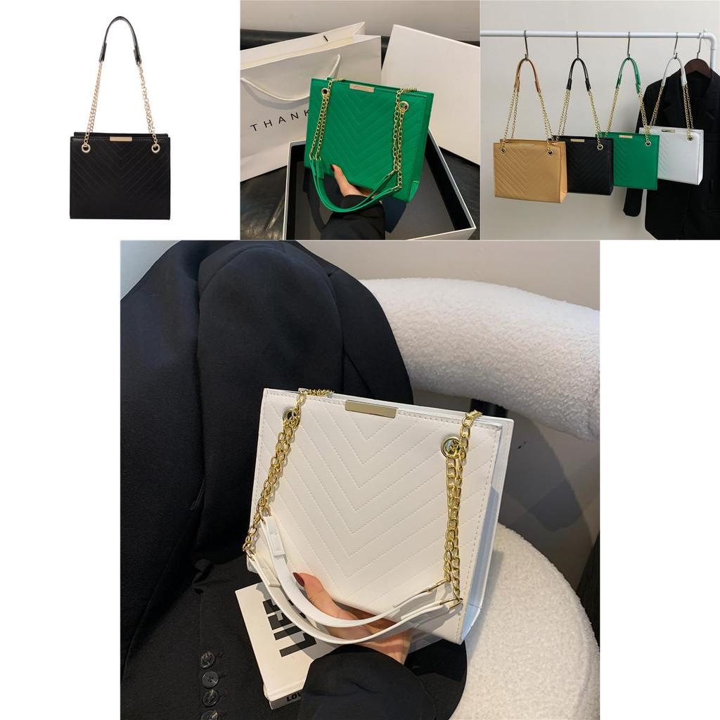 Schicke PU-Ledertasche mit Kettenriemen Stilvolles gestepptes Design für den täglichen Gebrauch