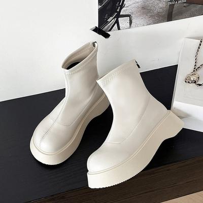 Short Leg Boots Women 2024 New Autumn Thick Soles Show Thin Man Increase Fried Street Skinny Women Boots