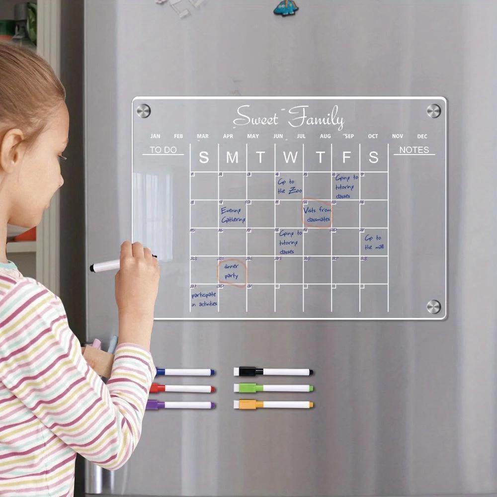 A4 30x21cm Dry Erase Magnetic Acrylic Wall Calendar Chore Chart Board Planning Board Horizontal Wall Calendar for Refrigerator