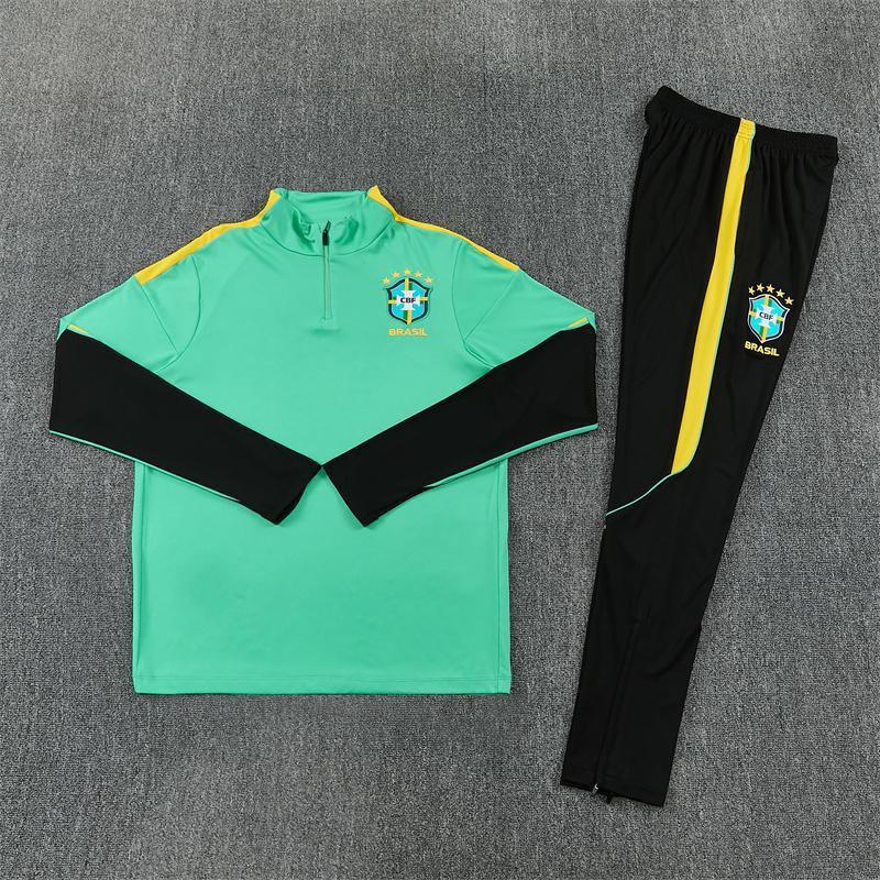 Adult National Team Soccer Training Jerseys Long Sleeve Half Zip Cotton Blend Sports Wear