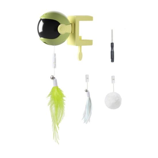 Door Hanging Electric Cat Feather Toy Smart Self Play Cat Teaser Toy Automatic Cat Toy with Feather Fluffy Ball And Tassel for Indoor Cats