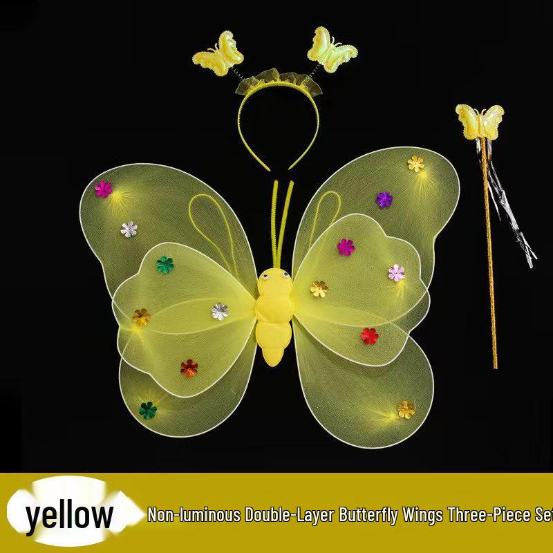 Girls' Luminous Butterfly Wings & Light-Up Fairy Wand Dress-Up Set