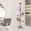 12-Head Iron Wig Holder,Pink/Black Cross Base/Round Base Freestanding Wig Display& Storage Rack 50*50*178cm for Hair Salons