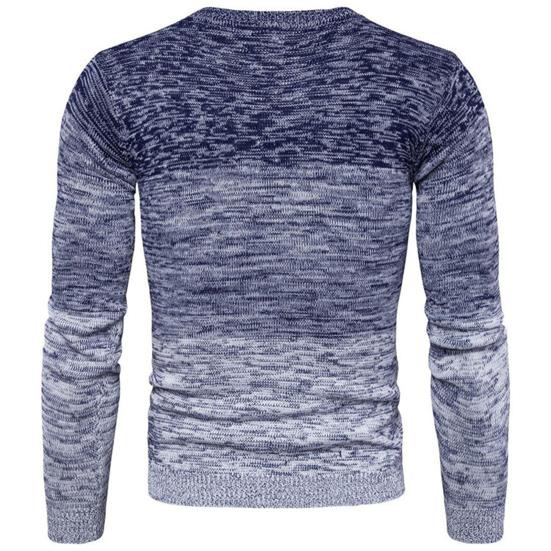Long Sleeve Patchwork Men Sweater Autumn Winter O-Neck Stretchy Knitted Pullover Sweater Streetwear