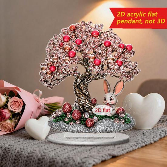 Iepuraș de Paște Acrilic Semn de Masă 2D Plat Ouă Floare Iepure Decorare Casă Living Ziua Îndrăgostiților Petrecere Sărbătoare Ornament de Masă