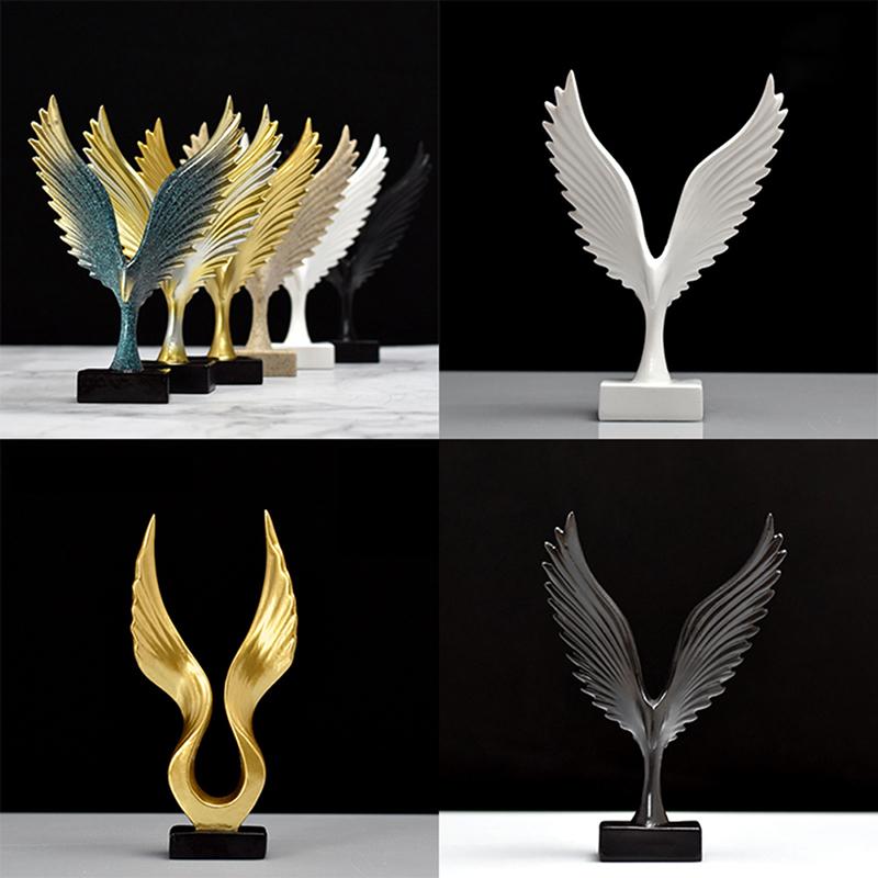 European Eagle/Angel Wing Statue Sculpture Figurine Resin Dapeng Spreading Collection Miniature for TV Cabinet Home Decoration