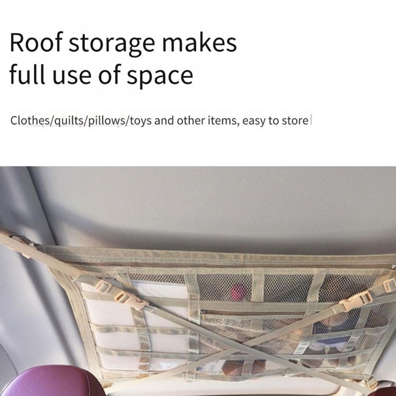 Soft Goods Roof Storage Net for Cars with Reinforced Mesh Panel and Four Point Roof Handle Mount for Cabin Order