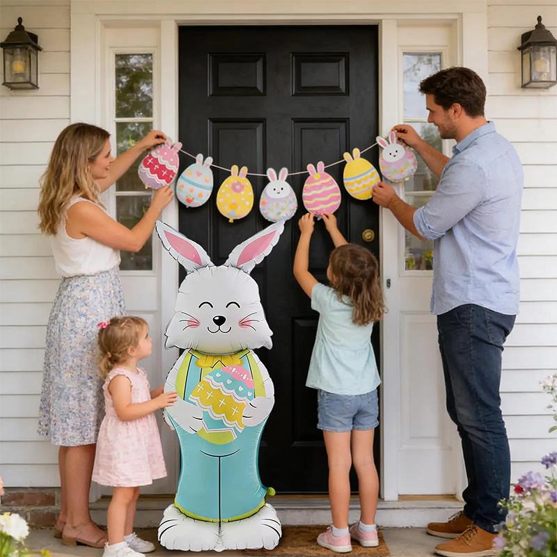 Needoh Large Easter Standing Balloon For Happy Easter Day Party Decorations 150cm Bunny Easter Egg Balloons Kids Party Favors