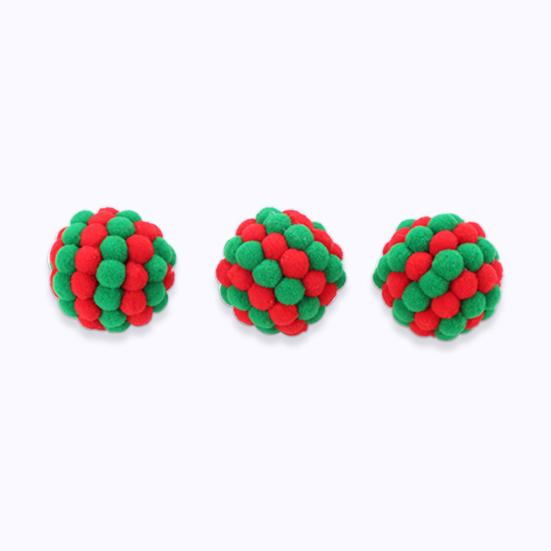 Pet Cats Dogs Color Block Plush Bell Ball Claws Grinding Bite-resistant Chew Toy