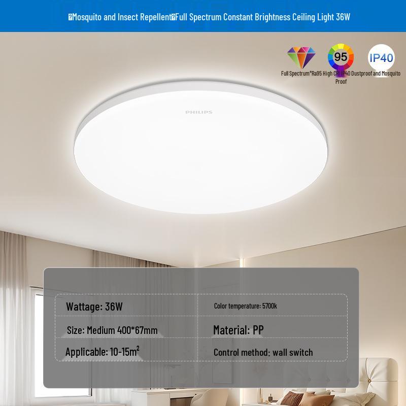 Three-Proof Minimalist Ceiling Light - Full Spectrum for Kitchen, Balcony, Bedroom
