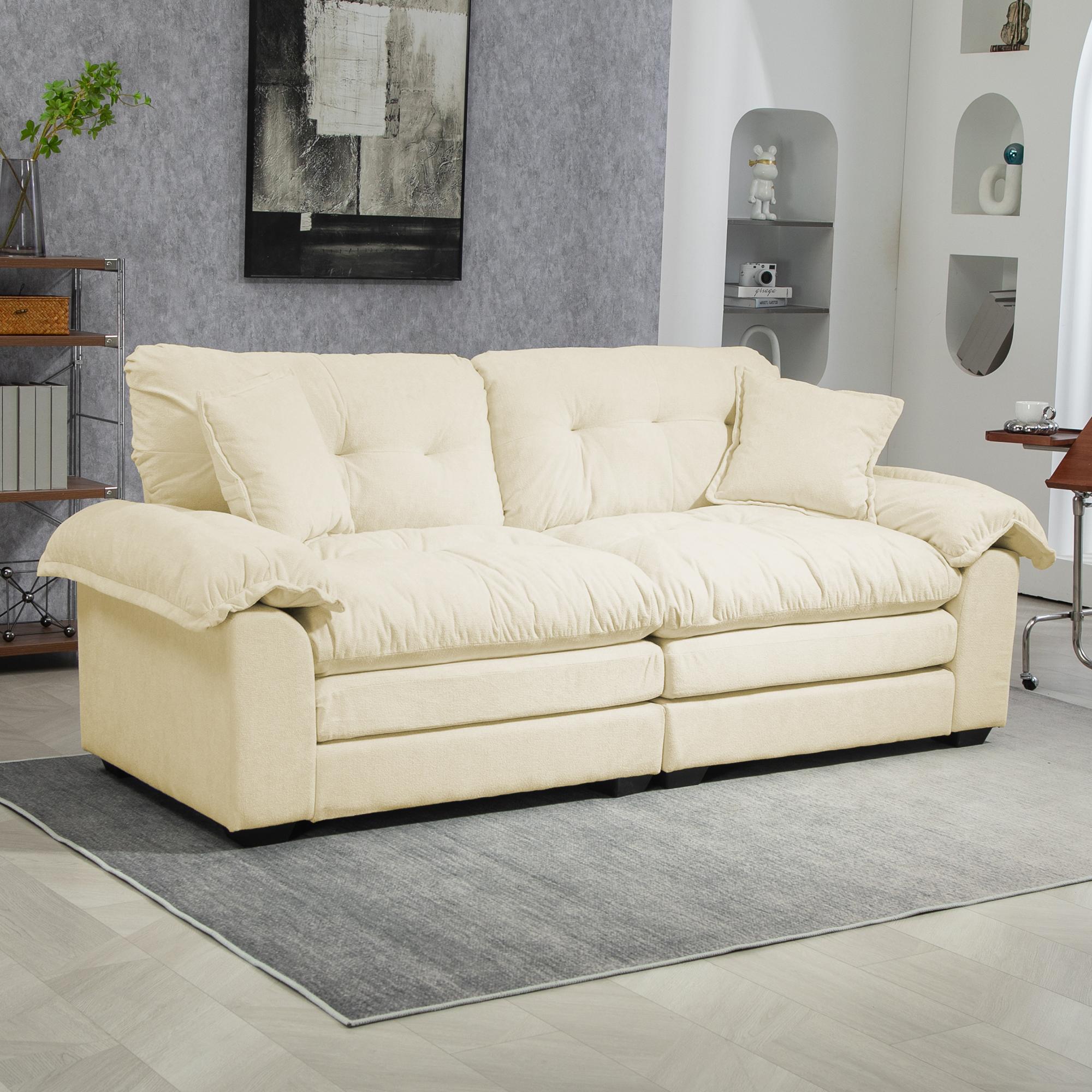 213 cm Chenille Deep Sofa with