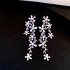 Silver Needle New Chinese Zircon Leaf Water Drop Earrings Light Luxury Premium Sense Earrings Retro Court Style Temperament Earrings Women