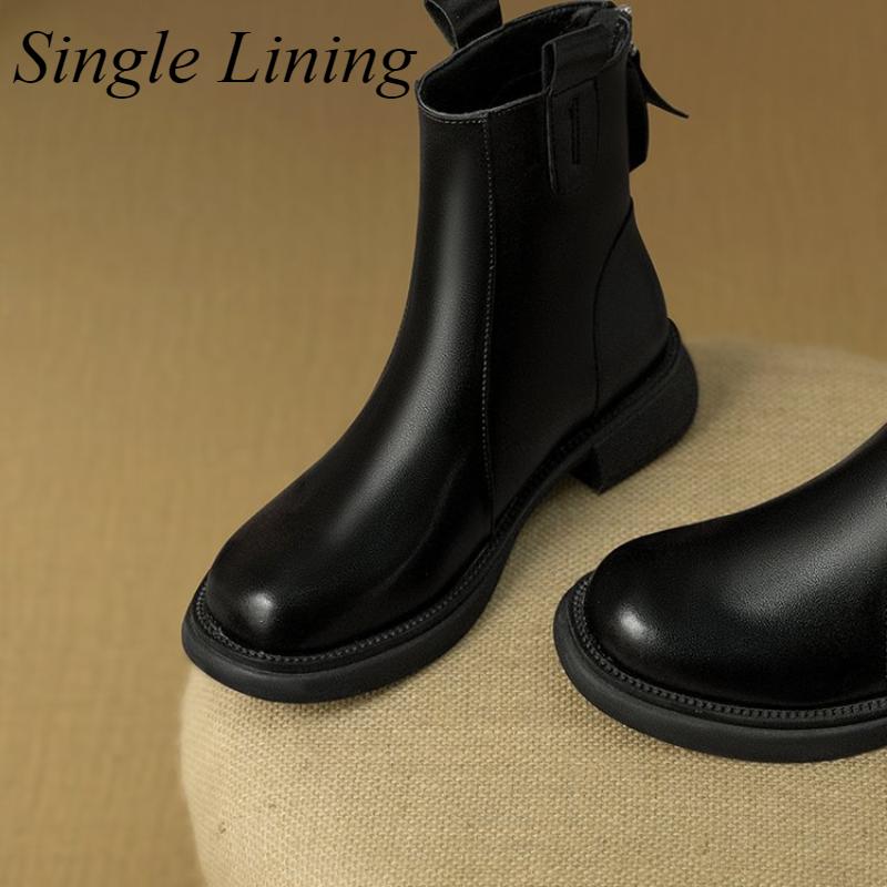 

Высококачественные женские ботинки осенне-зимнего стиля с мягкой подошвой в стиле ретро с одинарной подкладкой и флисовой подкладкой, короткие ботинки из натуральной кожи для женщин 35 чёрный